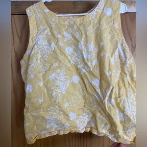 Liz Claiborne Yellow Floral Tank Top linen and cotton